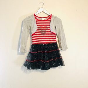 Disney Mikey Girls Dress Small 6/6x Red Black Gray